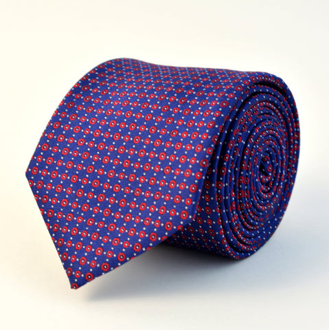 Cravata Ares -Bleumarin cu cercuri roșii și puncte albe
