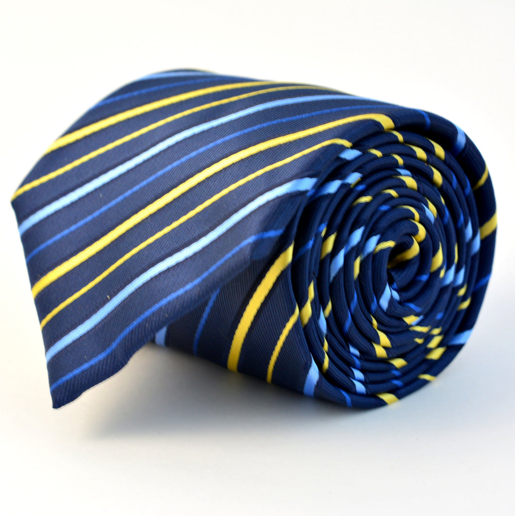 Cravata Ares - Bleumarin cu dungi bleu și galbene