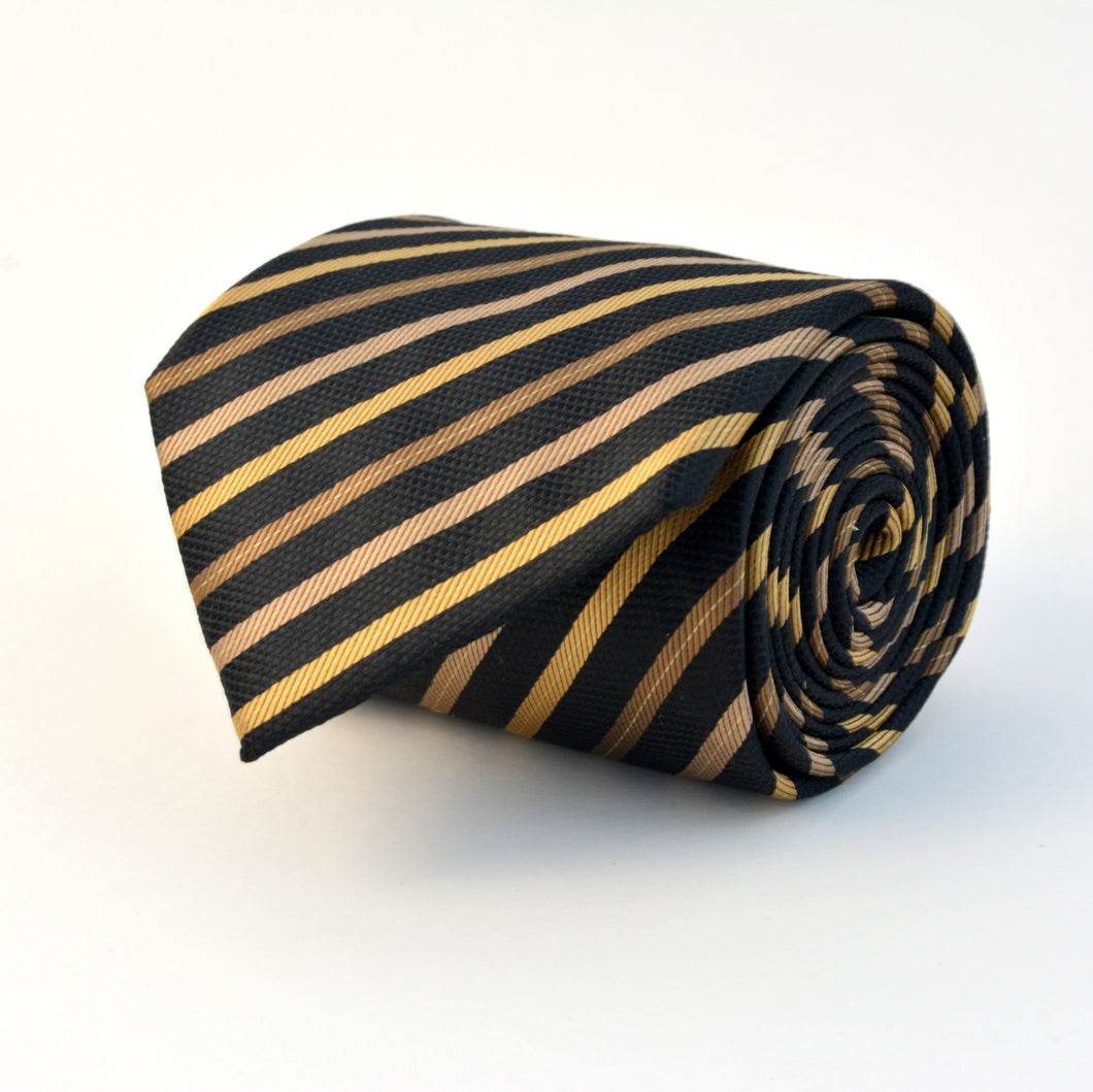 Cravata Ares - Neagră cu dungi bej