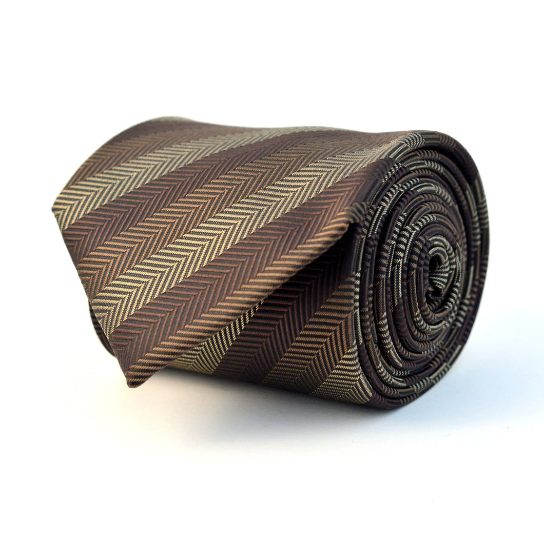 Cravata Ares - Maro cu imprimeuri în nuanță de maro și bej