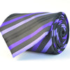 Cravata Ares - Neagră cu dungi mov închis și mov deschis