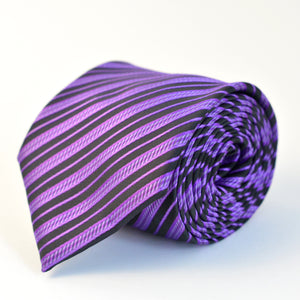 Cravata Ares - Neagră cu dungi lila