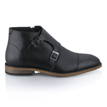 Ghete piele naturală - Double Monk - Negru