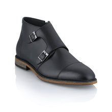 Ghete piele naturală - Double Monk - Negru