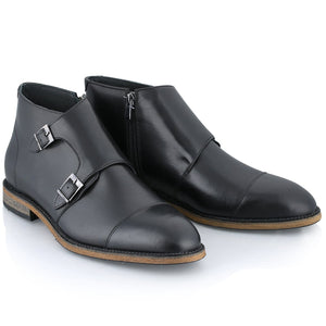 Ghete piele naturală - Double Monk - Negru