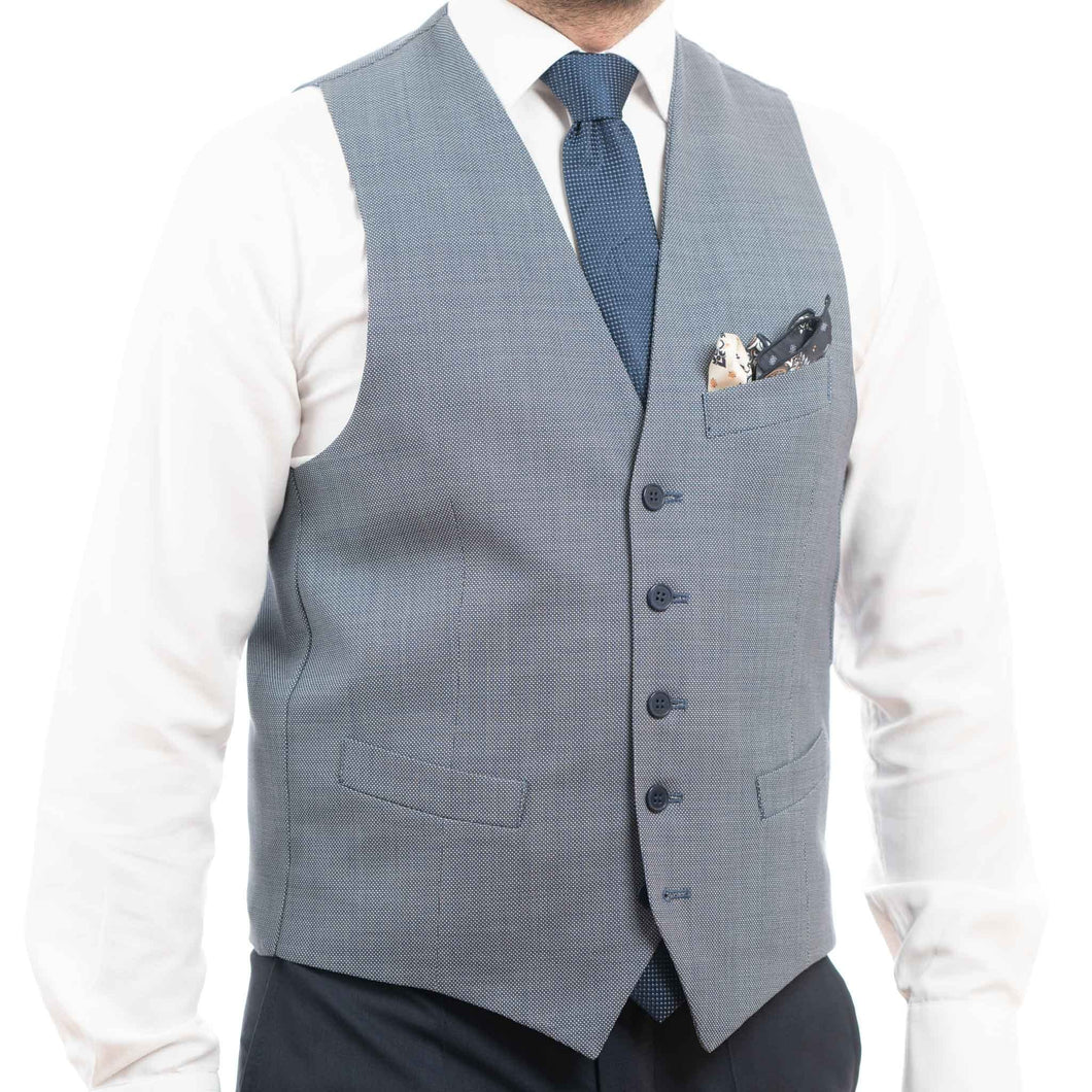 Vestă elegantă bărbați - Confex Slim Fit - Gri cu bleumarin