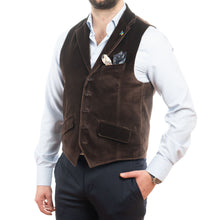 Vestă casual din catifea pentru bărbați Slim Fit - Confex - Maro