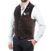 Vestă casual din catifea pentru bărbați Slim Fit - Confex - Maro