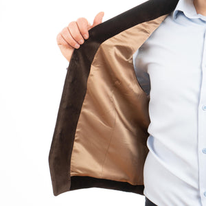 Vestă casual din catifea pentru bărbați Slim Fit - Confex - Maro