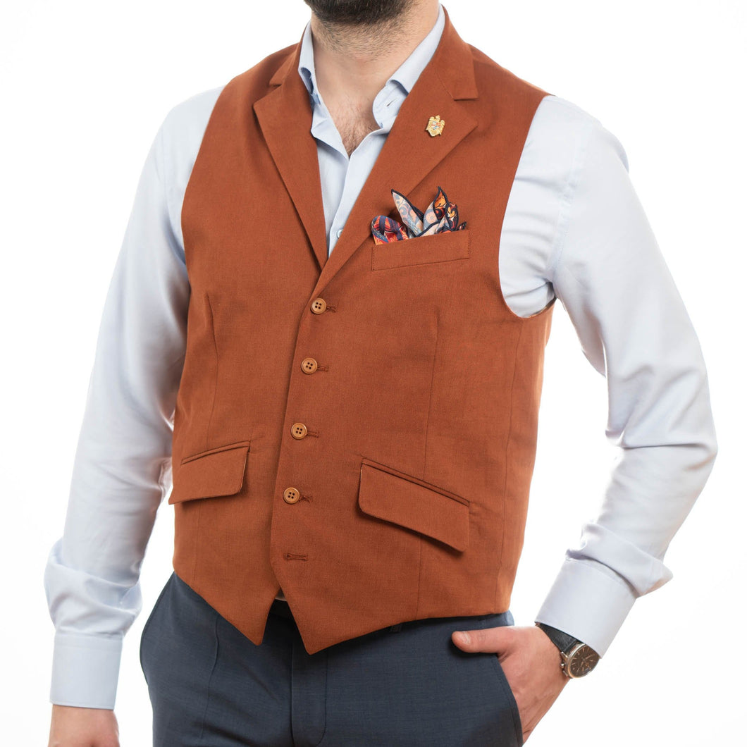 Vestă casual bărbați Slim Fit - Confex - Cărămiziu
