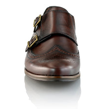 Pantofi barbatesti din piele - Double Monk - Maro Ciocolata