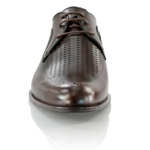 Pantofi barbatesti din piele - Laser Beam - Maro Ciocolată