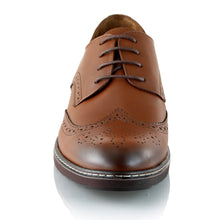 Pantofi barbatesti din piele -  Ortopedic Brogue - Maro Cognac