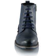 Ghete piele naturală - Gary Vintage PLUS  - Bleumarin