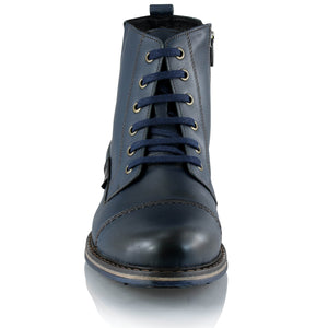 Ghete piele naturală - Gary Vintage PLUS  - Bleumarin
