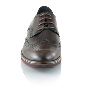 Pantofi barbatesti din piele -  Ortopedic Brogue - Maro Ciocolata