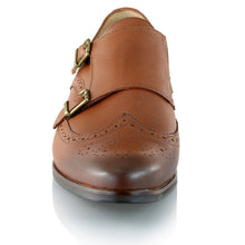 Pantofi barbatesti din piele - Double Monk - Maro Cognac