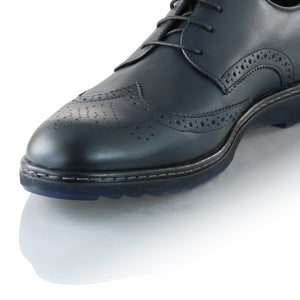 Pantofi barbatesti din piele -  Ortopedic Brogue - Bleumarin