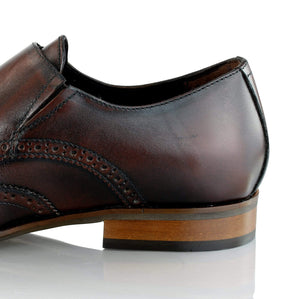 Pantofi barbatesti din piele - Double Monk - Maro Ciocolata