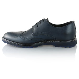 Pantofi barbatesti din piele -  Ortopedic Brogue - Bleumarin