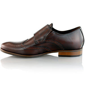 Pantofi barbatesti din piele - Double Monk - Maro Ciocolata