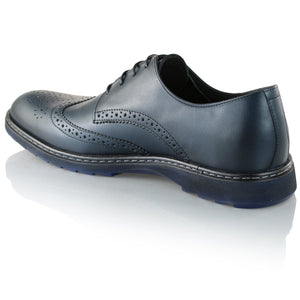 Pantofi barbatesti din piele -  Ortopedic Brogue - Bleumarin