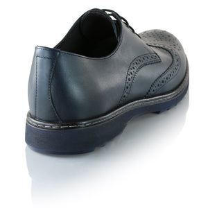 Pantofi barbatesti din piele -  Ortopedic Brogue - Bleumarin
