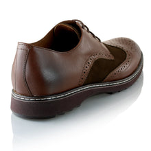 Pantofi barbatesti din piele -  Ortopedic Brogue - Maro Velour