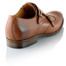 Pantofi barbatesti din piele - Double Monk - Maro Cognac