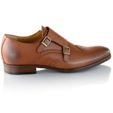 Pantofi barbatesti din piele - Double Monk - Maro Cognac
