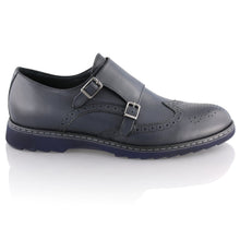 Pantofi barbatesti din piele -  Augustin - Bleumarin