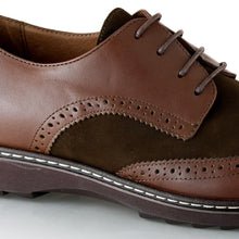 Pantofi barbatesti din piele -  Ortopedic Brogue - Maro Velour