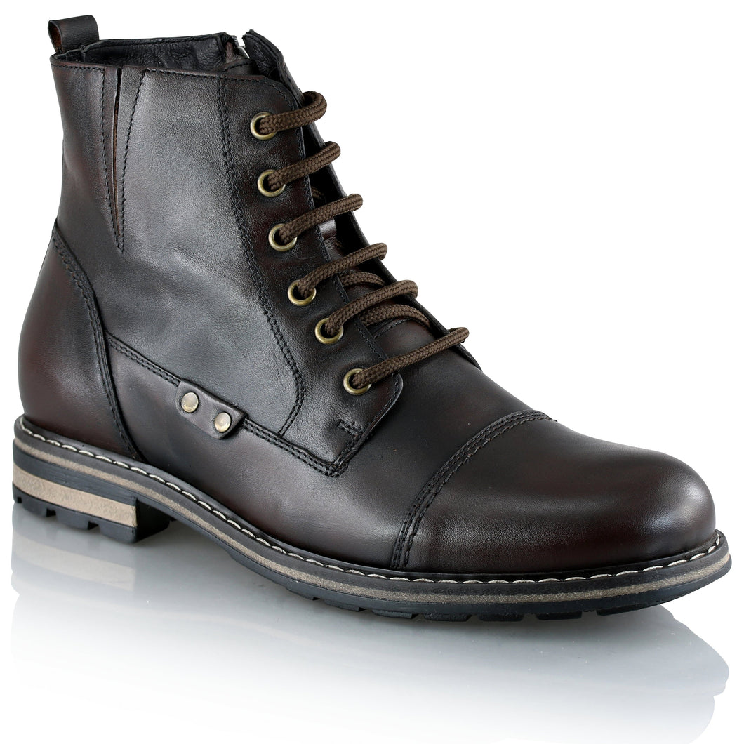 Ghete piele naturală - Gary Vintage PLUS  - Maro Ciocolata
