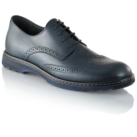 Pantofi barbatesti din piele -  Ortopedic Brogue - Bleumarin