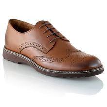 Pantofi barbatesti din piele -  Ortopedic Brogue - Maro Cognac
