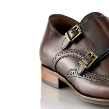Pantofi barbatesti din piele - Double Monk - Maro Ciocolata