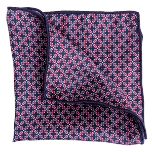 Batistă din mătase  geometric bleumarin cu roz - Zenman Bucovina 