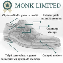 Pantofi bărbătești din piele - Monk Limited - Maro Ciocolată
