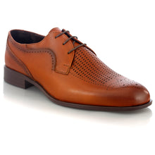 Pantofi barbatesti din piele - Laser Beam - Maro Cognac